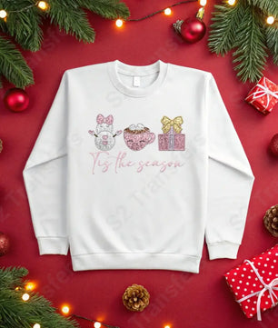 Faux Embroidery Tis the Season Pink - DTF Transfer DTF Transfer