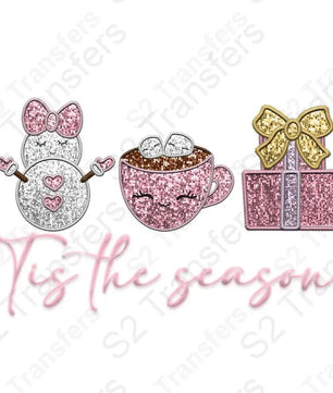 Faux Embroidery Tis the Season Pink