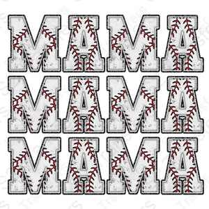 Faux Glitter Baseball Mama Stacked