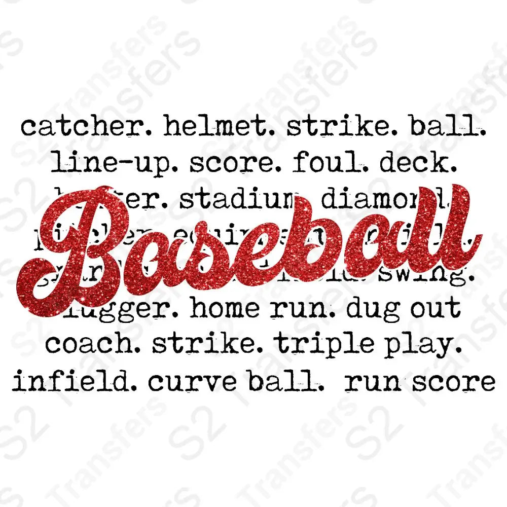 Faux Glitter Baseball Red