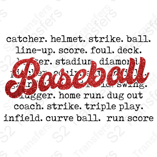 Faux Glitter Baseball Red
