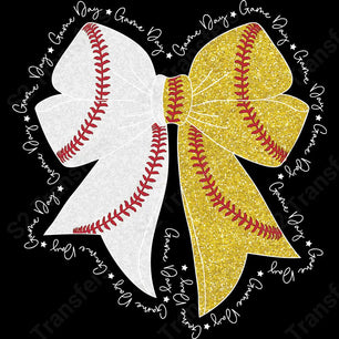 Faux Glitter Baseball Softball Bow White - DTF Transfer DTF Transfer