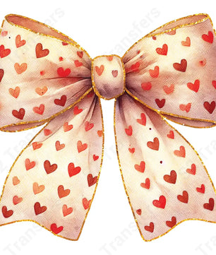 Faux Glitter Beige Bow Heart - DTF Transfer DTF Transfer