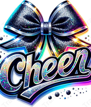 Faux Glitter Cheer Black Bow - DTF Transfer DTF Transfer