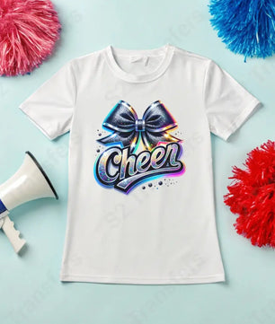 Faux Glitter Cheer Black Bow - DTF Transfer DTF Transfer
