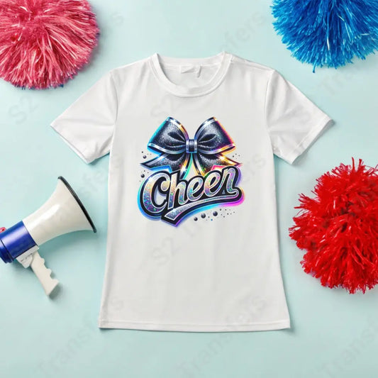 Faux Glitter Cheer Black Bow - DTF Transfer DTF Transfer