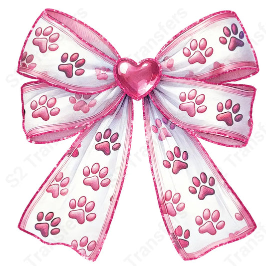 Faux Glitter Dog Lover Bow - DTF Transfer DTF Transfer