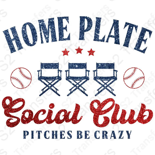 Faux Glitter Home Plate Social Club