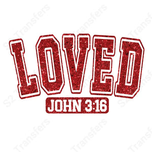 Faux Glitter Loved John Script - DTF Transfer DTF Transfer
