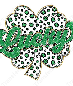 Faux Glitter Lucky Leopard Clover - DTF Transfer DTF Transfer