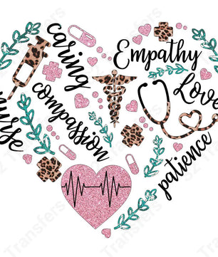 Faux Glitter Nurse Heart - DTF Transfer DTF Transfer