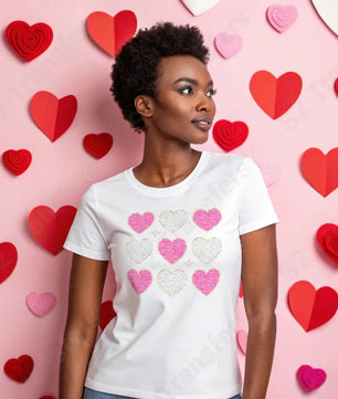 Faux Glitter Patch Hearts - DTF Transfer DTF Transfer