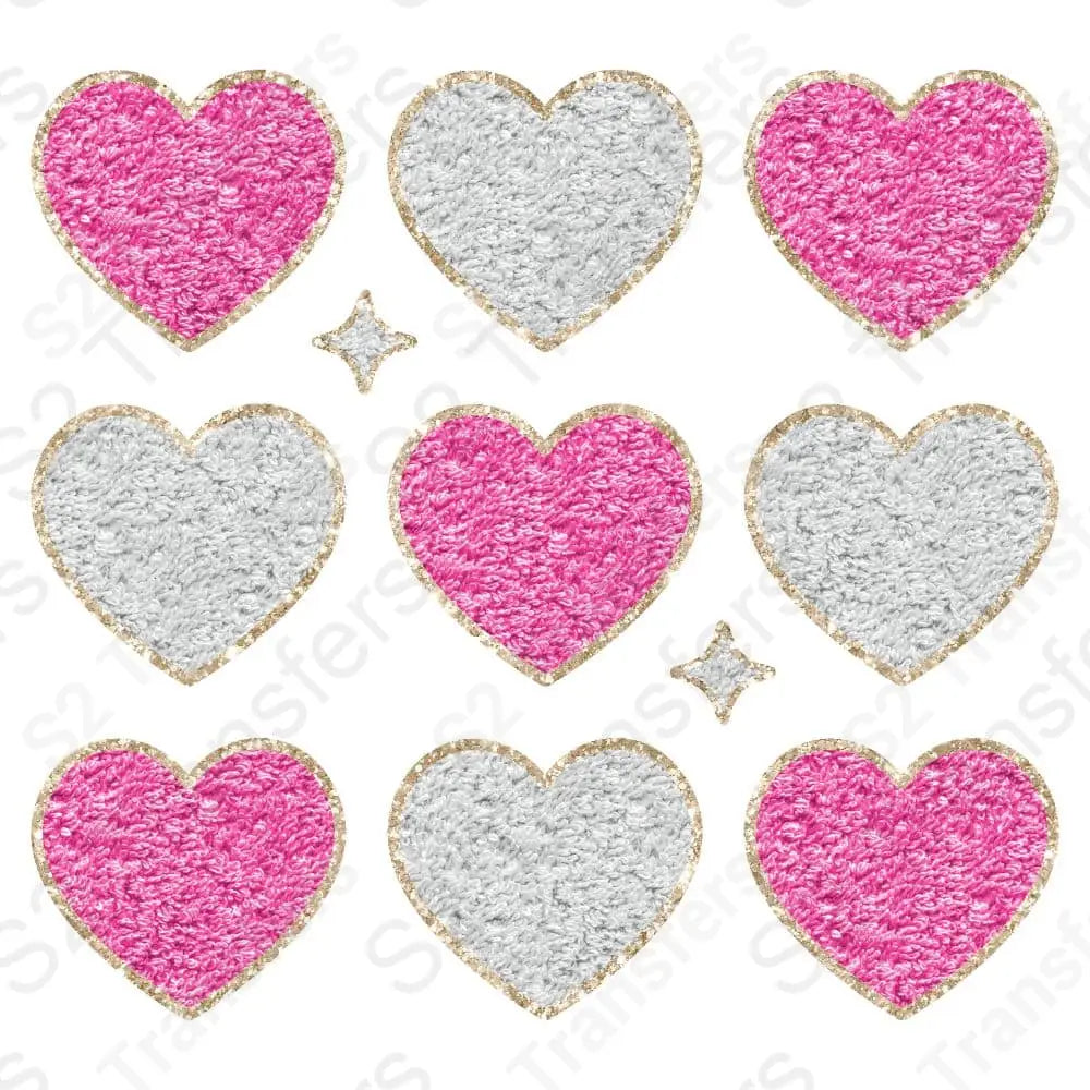 Faux Glitter Patch Hearts