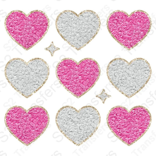 Faux Glitter Patch Hearts