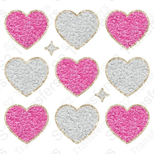 Faux Glitter Patch Hearts