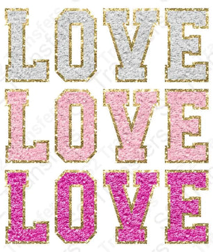 Faux Glitter Patch Love