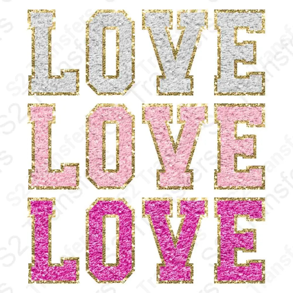 Faux Glitter Patch Love