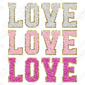 Faux Glitter Patch Love