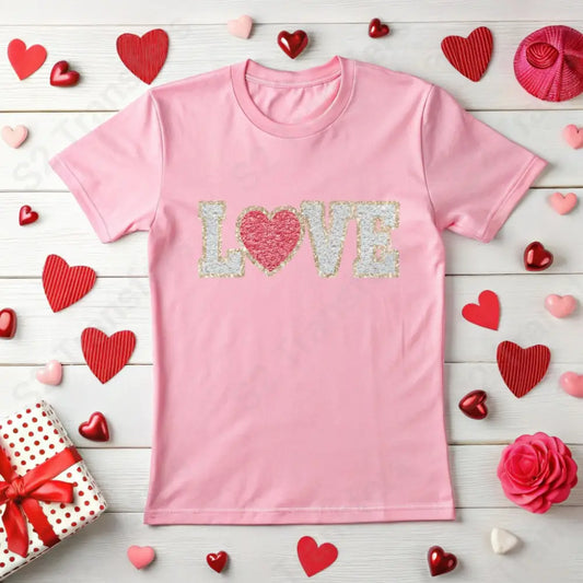 Faux Glitter Patch Love Red Heart - DTF Transfer DTF Transfer