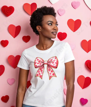 Faux Glitter Pink Heart Bow - DTF Transfer DTF Transfer