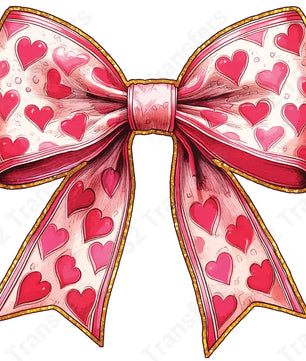 Faux Glitter Pink Heart Bow - DTF Transfer DTF Transfer