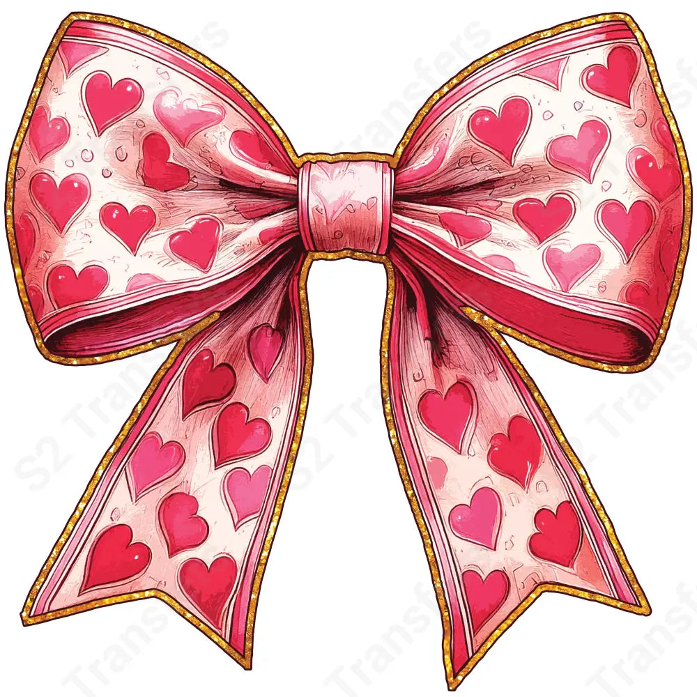 Faux Glitter Pink Heart Bow - DTF Transfer DTF Transfer