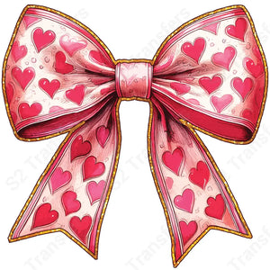 Faux Glitter Pink Heart Bow - DTF Transfer DTF Transfer