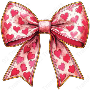 Faux Glitter Pink Heart Bow - DTF Transfer DTF Transfer