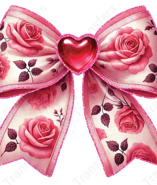Faux Glitter Roses Bow - DTF Transfer DTF Transfer