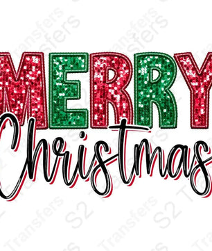 Faux Sequin Faux Appliqué Merry Christmas