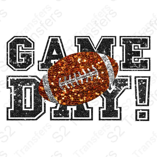 Faux Sequin Game Day Football Black