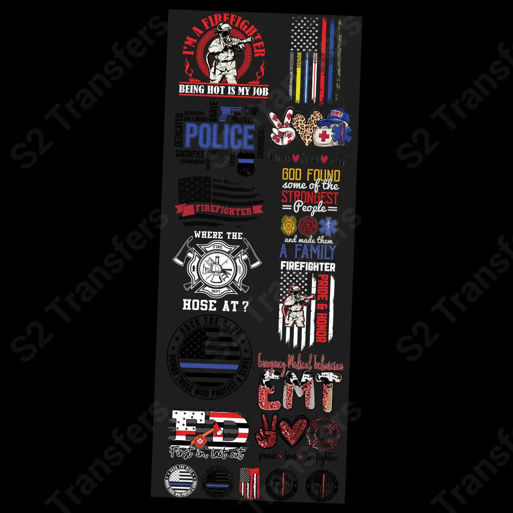 First In, Last Out First Responder Premade DTF Transfer Gangsheet - 22 ...