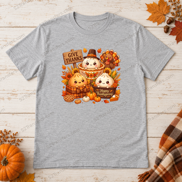 Give Thanks Cute Harvest Food Friends flatlay preview