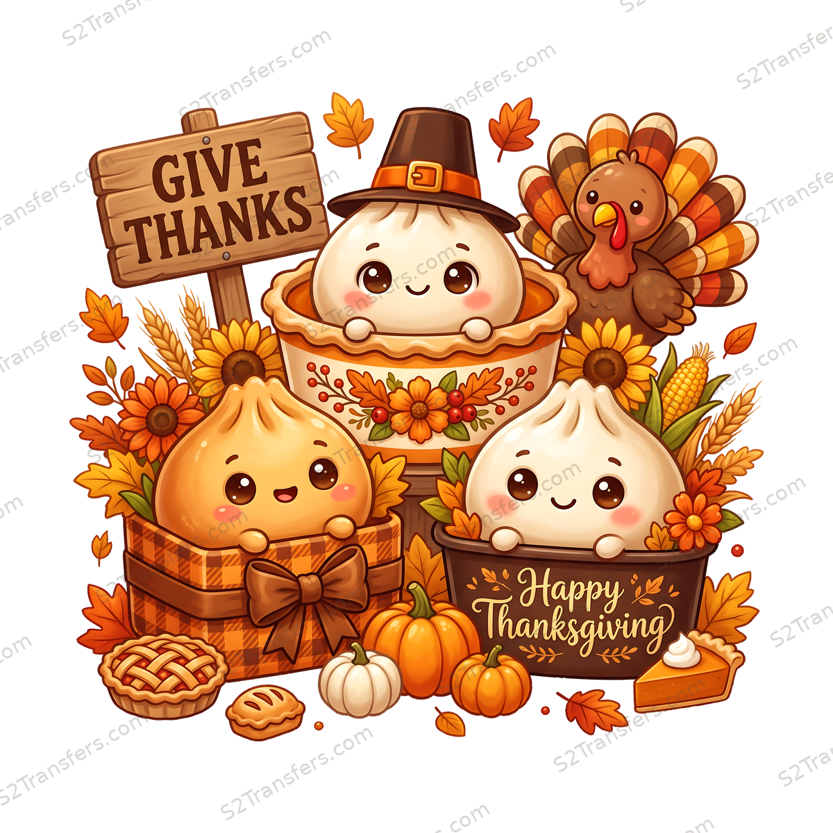 Give Thanks Cute Harvest Food Friends main preview