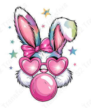 Glam Bubblegum Bunny - DTF Transfer DTF Transfer