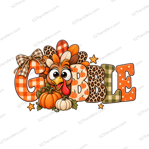 Gobble Bow Turkey Pumpkin Patchwork main preview