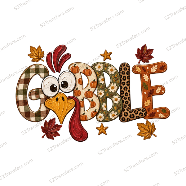 Gobble Wide Eyed Turkey Autumn Letters main preview