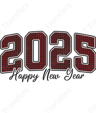 Happy New Year 2025 Retro Red - DTF Transfer DTF Transfer