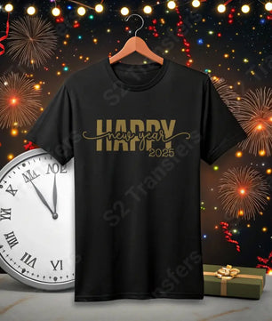 Happy New Year 2025 Script Gold - DTF Transfer DTF Transfer