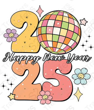 Happy New Year 2025 Stacked Pastel