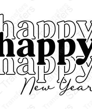Happy Happy Happy New Year Black
