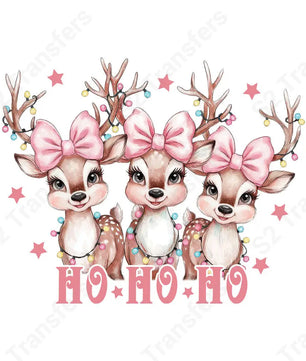 Ho Ho Ho Pink Reindeer - DTF Transfer DTF Transfer