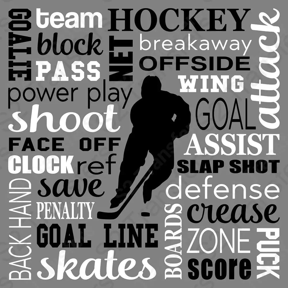 Hockey Word Art BW