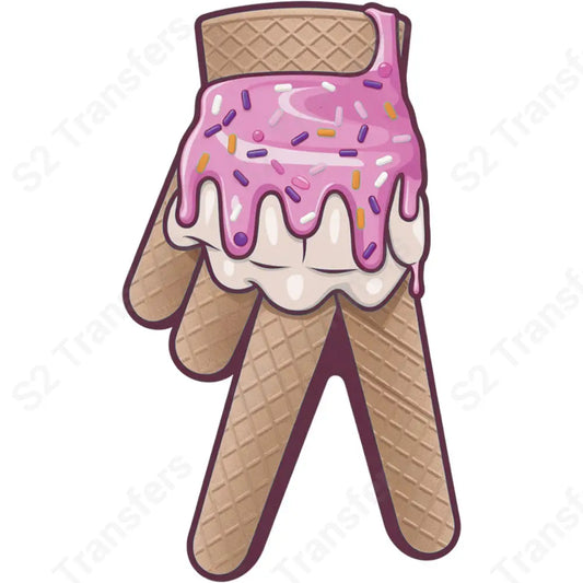 Icecream Drip Baseball Glove Cone - DTF Transfer DTF Transfer