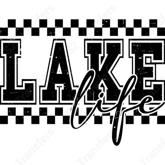 Lake Life Retro Checkered Black - DTF Transfer DTF Transfer