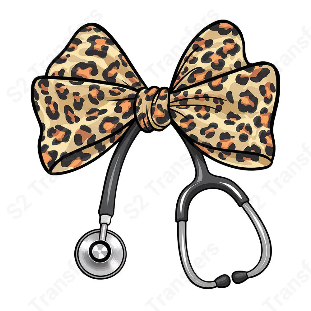 Leopard Bow Stethoscope - DTF Transfer DTF Transfer