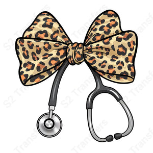 Leopard Bow Stethoscope - DTF Transfer DTF Transfer