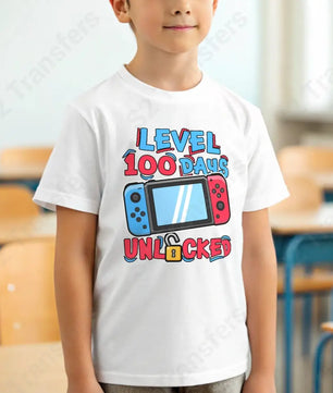 Level 100 Days Of School Unlocked Gamer - DTF Transfer DTF Transfer