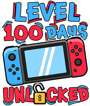Level 100 Days Of School Unlocked Gamer - DTF Transfer DTF Transfer