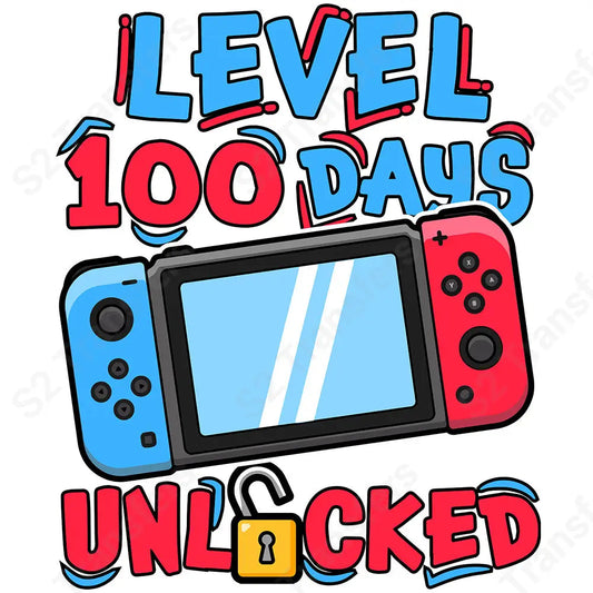 Level 100 Days Of School Unlocked Gamer - DTF Transfer DTF Transfer